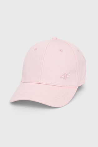 Bavlnená čiapka 4F ružová farba, jednofarebná