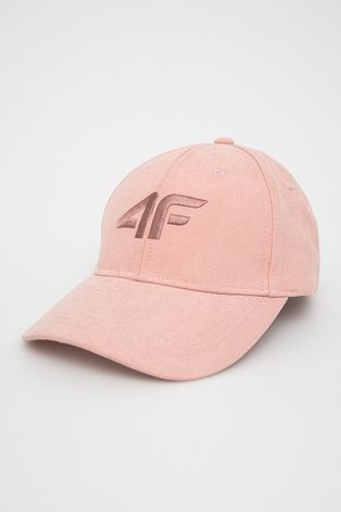 4F czapka kolor różowy z aplikacją