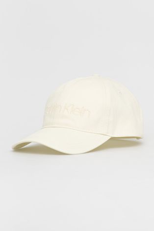 Βαμβακερό καπέλο Calvin Klein χρώμα: μπεζ