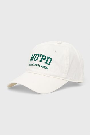 Хлопковая шапка Marc O'Polo Denim цвет белый с аппликацией