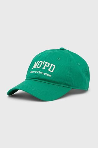 Хлопковая шапка Marc O'Polo Denim цвет зелёный с аппликацией