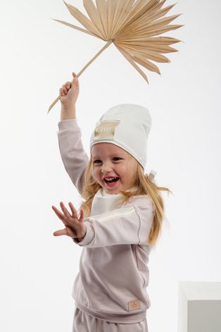Detská čiapka Jamiks béžová farba biela, z tenkej pleteniny,