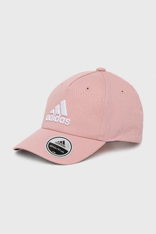 Детска памучна шапка adidas в розово с апликация