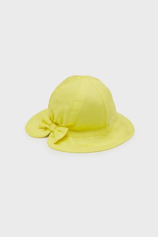 Detský klobúk Mayoral žltá farba biela, bavlnený
