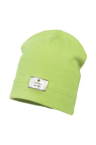 Detská čiapka Jamiks zelená farba biela, z tenkej pleteniny,