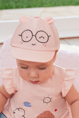 Дитяча Бавовняна кепка Mayoral Newborn колір рожевий однотонна