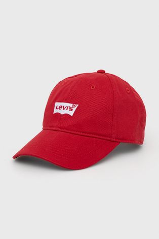 Дитяча кепка Levi's колір червоний з аплікацією