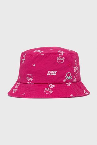 Детская хлопковая шляпа United Colors of Benetton цвет розовый хлопковый