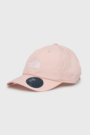 The North Face czapka dziecięca kolor różowy z aplikacją