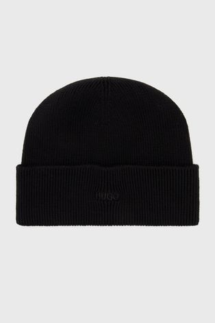 Čepice Hugo černá barva, z tenké pleteniny