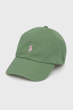 Čepice Polo Ralph Lauren zelená barva, hladká