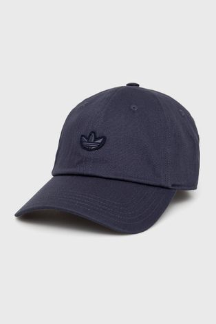 Бавовняна шапка adidas Originals колір синій гладка