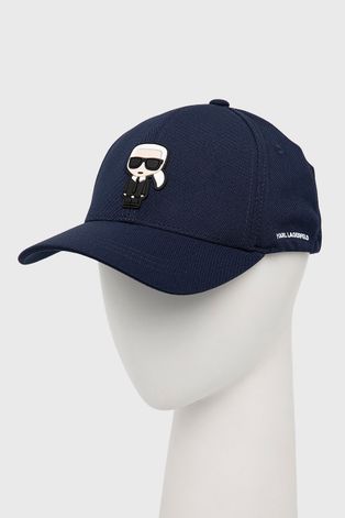 Karl Lagerfeld czapka kolor granatowy z aplikacją