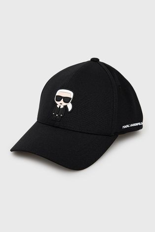 Karl Lagerfeld czapka kolor czarny z aplikacją