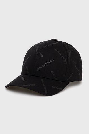 Čepice Karl Lagerfeld černá barva, vzorovaná