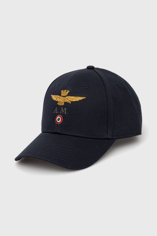 Bavlnená čiapka Aeronautica Militare tmavomodrá farba, s nášivkou