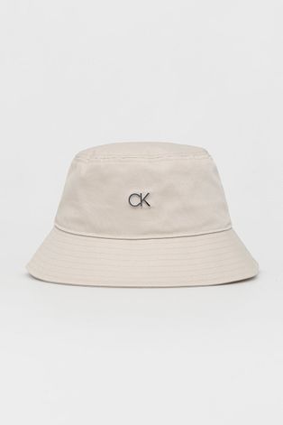 Шляпа из хлопка Calvin Klein цвет бежевый хлопковый