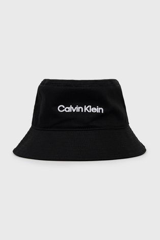 Шляпа из хлопка Calvin Klein цвет чёрный хлопковый