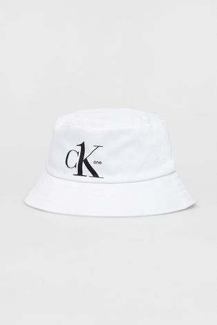 Шляпа из хлопка Calvin Klein цвет белый хлопковый