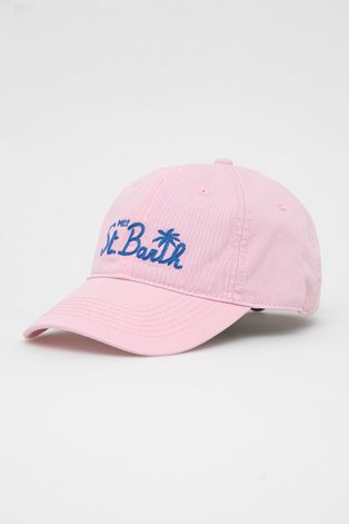 Памучна шапка MC2 Saint Barth в розово с апликация