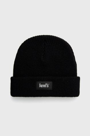 Вовняна шапка Levi's колір чорний вовна