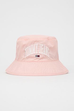 Obojstranný klobúk Tommy Jeans ružová farba,