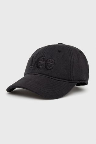Lee czapka bawełniana kolor czarny z aplikacją