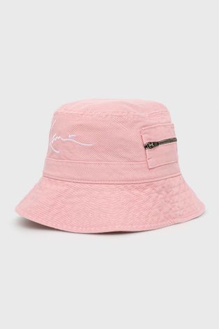 Pamučni šešir Karl Kani boja: ružičasta, pamučni