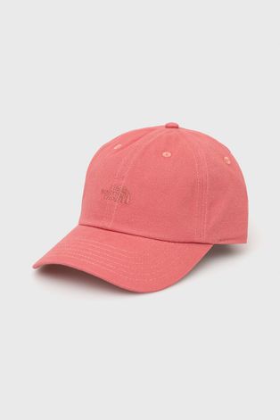The North Face czapka kolor różowy gładka