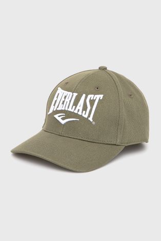 Памучна шапка Everlast в зелено с апликация