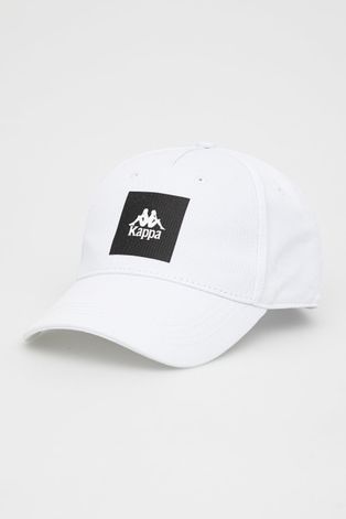 Kappa czapka bawełniana kolor biały z nadrukiem