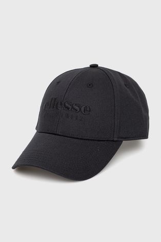 Ellesse czapka bawełniana kolor czarny z aplikacją