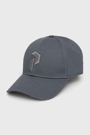 Хлопковая кепка Peak Performance цвет серый с аппликацией