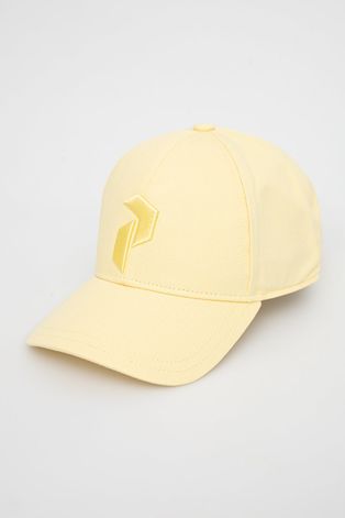 Бавовняна кепка Peak Performance колір жовтий з аплікацією