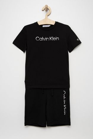 Dětská bavlněná souprava Calvin Klein Jeans černá barva