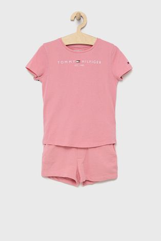 Παιδικό βαμβακερό σετ Tommy Hilfiger χρώμα: ροζ