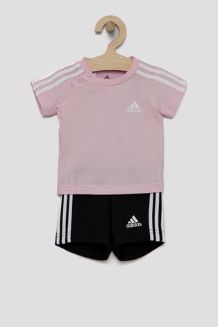 Pamučna dječja trenirka adidas boja: ružičasta