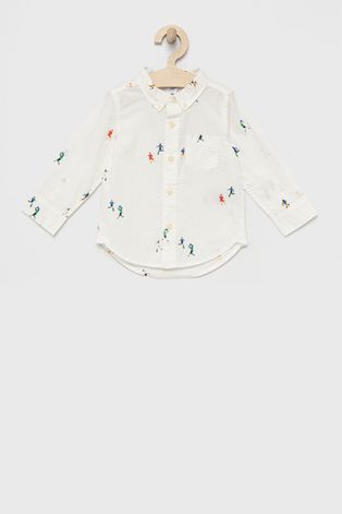 Παιδικό βαμβακερό πουκάμισο GAP χρώμα: άσπρο