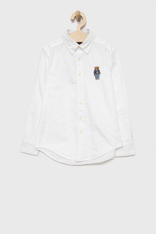 Детская хлопковая рубашка Polo Ralph Lauren цвет белый