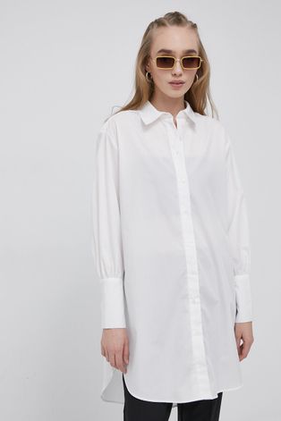 Vila koszula damska kolor biały regular z kołnierzykiem klasycznym