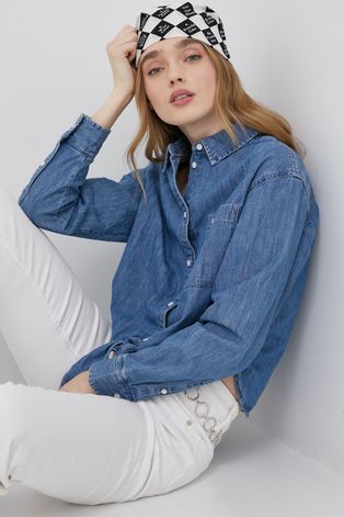 Джинсовая рубашка Tommy Jeans женская relaxed классический воротник
