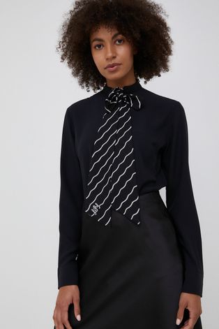 Lauren Ralph Lauren Koszula damska kolor czarny regular ze stójką