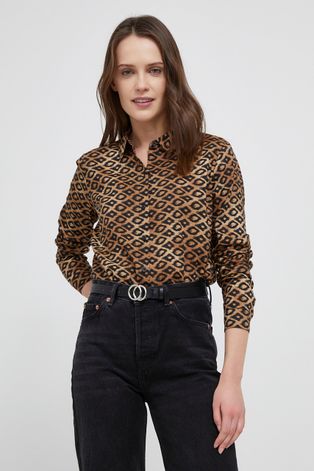 Рубашка Scotch & Soda женская цвет коричневый regular классический воротник