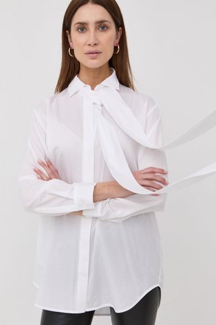 Βαμβακερό πουκάμισο Samsoe Samsoe γυναικεία, χρώμα: άσπρο,