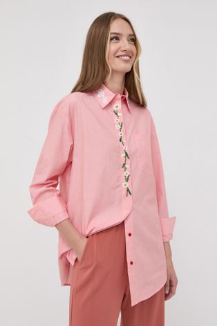 Βαμβακερό πουκάμισο MAX&Co. γυναικεία, χρώμα: πορτοκαλί,