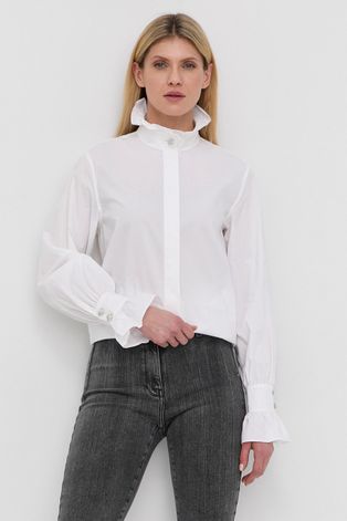 Βαμβακερό πουκάμισο Custommade γυναικεία, χρώμα: άσπρο,