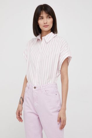 Βαμβακερό πουκάμισο Sisley χρώμα: ροζ,