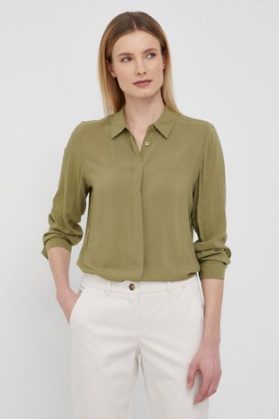 Рубашка United Colors of Benetton женская цвет зелёный regular классический воротник