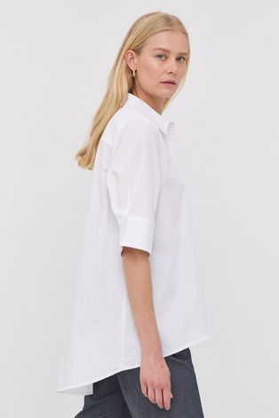 Pamučna košulja Gestuz za žene, boja: bijela, relaxed, s klasičnim ovratnikom