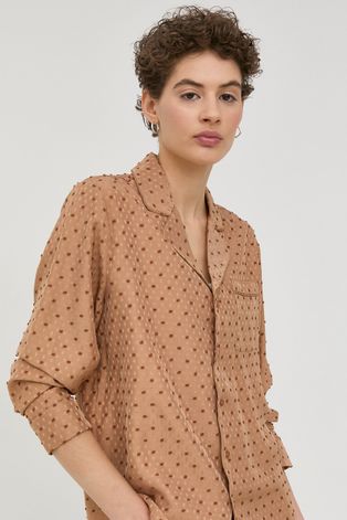 Košulja Bruuns Bazaar za žene, boja: bež, regular, s klasičnim ovratnikom